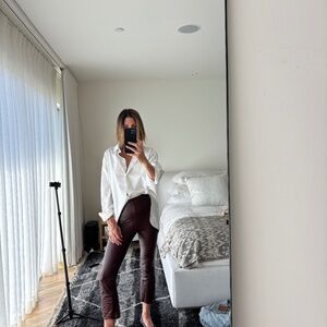 Commando Vegan Leather Leggings in Burgundy - XS